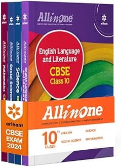 All In One Class 10th Science,Mathematics, Social Science, English for CBSE Exam 2024 (Set of 4 Books)