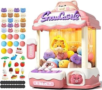Jovow Claw Machine for Kids, Mini Vending Machine with Music, Prize Dispenser Toys for Girls and Boys, Electronic Claw Game Machine for Party Birthdays, Includes 45 Mini Toys (Medium)