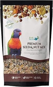 Premium Seed & Nut Mix Food for Medium Birds,Cockatiels,Caiques,Small Conure,Lories and Lorikeets,Poicephalus,Love Birds,Quaker (500g)
