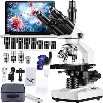 - Trinocular Microscope 40X-5000X Magnification Laboratory Grade with Dual Mechanical Stage and HD USB Camera Microscopes for Adults(Adult Trinocular Microscope with Electronic Eyepiece)