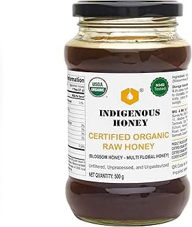 USDA Certified Organic Raw Wild Blossom Honey, Unfiltered Small-Batch Micro-Lot Harvest, Glass Jar, Single-Origin, 17.64 oz