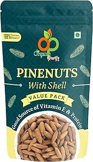 Organic Purify Pine Nuts with Shell, Chilgoza Dry Fruits Jumbo Size - 1KG | Chilgoja Seeds, Pine Seeds Big Size, Nutrient-Rich Chilgoza | Immunity Booster