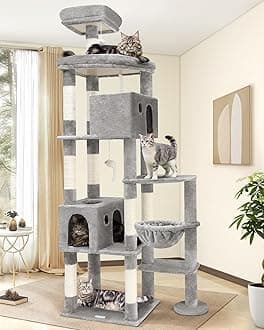 Globlazer F83 Tall Cat Tree, 83 inch Cat Tree for Indoor Cats Large Adult, XXL Cat Tower with 9 Scratching Posts for 20lb+ Heavy Duty Large Adult Cats, Light Grey