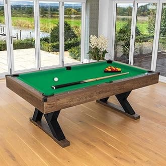 Pool Table | 7ft Adjustable Billiards Table for Home, Pub, and Office – Sleek Design with Pool Balls, Chalk, Triangle & Brush Included for Professional Play