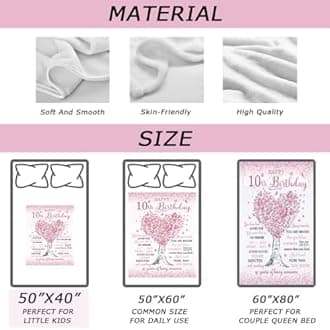10 Year Old Girl Birthday Gifts Blanket 40"x50", Gifts for 10-Year-Old Girls, Christmas 10th Birthday Gifts for Girls, Double Digits Party Gift Ideas Decoration, Ten Years Old Throw Blankets