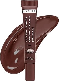 Hyphen Vitamin-Infused Peptide Tinted Lip Balm - Vintage | 24 Hrs Moisturization | Hydrates, Plumps & Repairs Moisture Barrier | Peptide Balm for Women | Hydrating Lip Balm for Chapped Lips | Vegan & Paraben Free | Plumish Brown Shade - 10g