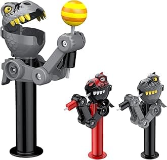 HDLNKAK 2 Pcs Dinosaur Lollipop Holder for Kids, Easter Lollipop Case, Creative Press-to-Store Toy & Fun Gift for Toddlers Over 3 Years Old (Black & Grey)