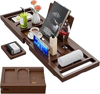 Yirilan Luxury Bathtub Tray Caddy, Expandable Bath Tray, Unique House Warming Gifts, New Home, Anniversary and Wedding Gifts for Couple, Bridal Shower Gift for Women