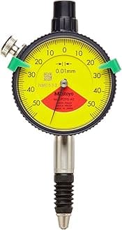 Mitutoyo 1929SB Dial Indicator, M2.5X0.45 Thread, 8mm Stem Dia, One Revolution Type, Flat Back, White Dial, 50-0-50 Reading, 41mm Dial Dia, 0-1mm Range, 0.01mm Graduation, -0.011mm Accuracy