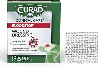 BloodStop® Wound Dressing | 1” x 1” | Hemostatic Gauze Helps Stop Bleeding Quickly | For Cuts, Abrasions or Nosebleeds | 10 Count