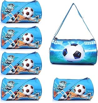 6 Pcs Duffle Bag for Kids/Boys/Girls | Whimsical and Sturdy Bag | Best for Travel and Play | Return Gifts Birthday Party for Kids (Football)